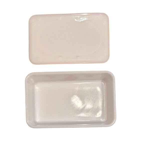 Vintage McKee Milk Glass Sailboat Design Rectangular Container Lid Ships red - Picture 7 of 16